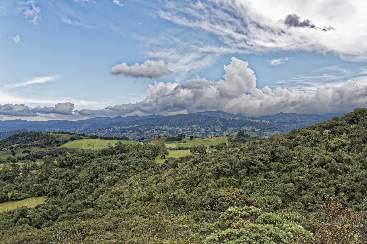 colombia, tierra negra, mountains, nature, landscape, forest, trees, green, heaven, clouds, blue